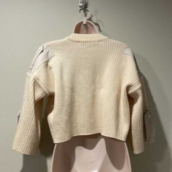 Y/Project cropped Ecru wool sweater with Canvas Embellishments, XS - Picture 5 of 7
